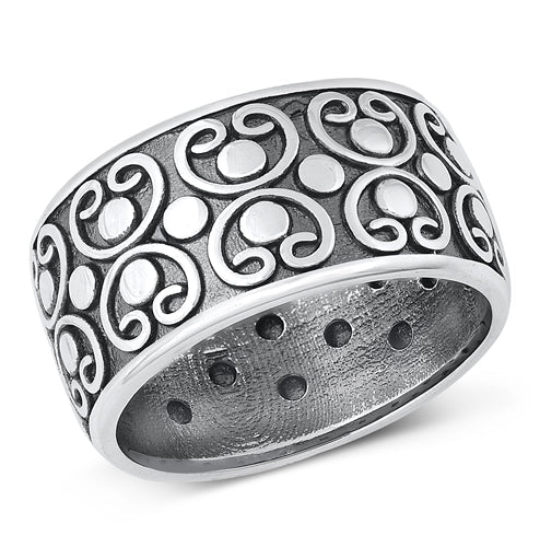 Sterling Silver Oxidized Bali Ring-11.3mm