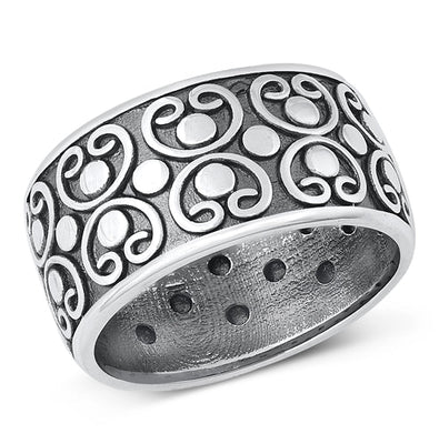 Sterling Silver Oxidized Bali Ring-11.3mm