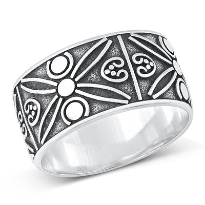 Sterling Silver Oxidized Bali Ring-11.4mm