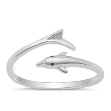 Load image into Gallery viewer, Sterling Silver Oxidized Dolphin Ring