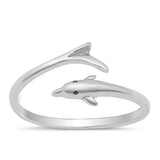 Sterling Silver Oxidized Dolphin Ring