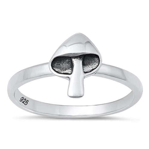 Sterling Silver Oxidized Mushroom Ring-10mm