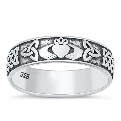 Sterling Silver Oxidized Claddagh Ring