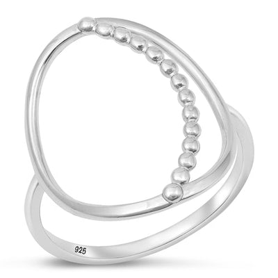 Sterling Silver Rhodium Plated Ring-23mm