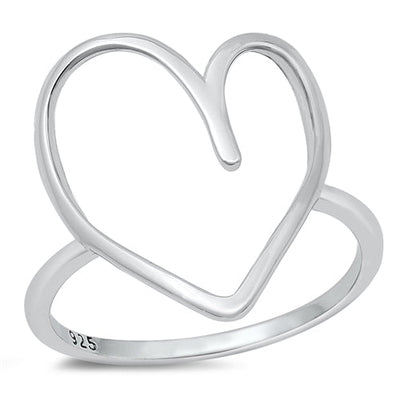 Sterling Silver Rhodium Plated Heart Ring