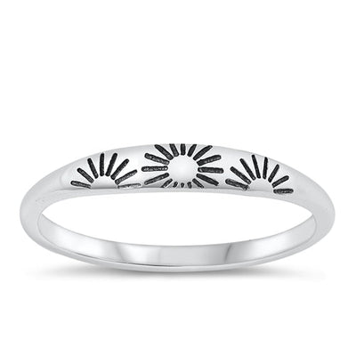 Sterling Silver Oxidized Sun Ring-3.1mm