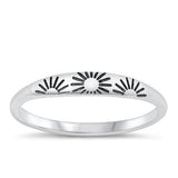 Sterling Silver Oxidized Sun Ring-3.1mm