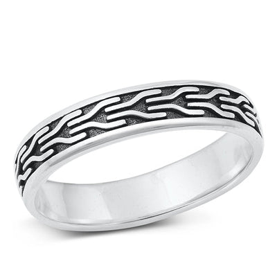 Sterling Silver Oxidized Design Band Ring