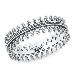 Sterling Silver Oxidized Ring-6.5mm