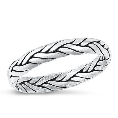 Sterling Silver Oxidized Braid Ring-3.6mm