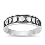 Sterling Silver Oxidized Moon Phases Ring-5.6mm