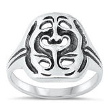Sterling Silver Oxidized Drama Masks Ring