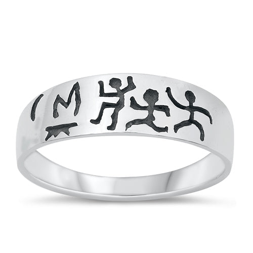 Sterling Silver Oxidized Caveman Art Ring