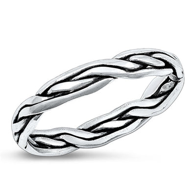 Sterling Silver Oxidized Braid Ring-3.2mm