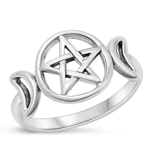 Sterling Silver Oxidized Pentacle Ring