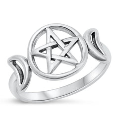 Sterling Silver Oxidized Pentacle Ring