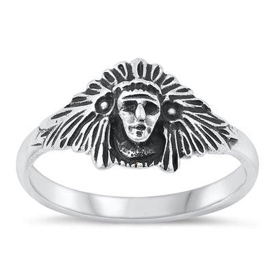 Sterling Silver Oxidized Native American Chief Ring