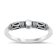 Sterling Silver Oxidized Bali Ring-3.6 mm