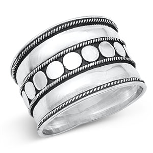 Sterling Silver Oxidized Bali Ring-16 mm