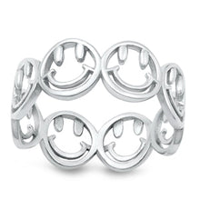 Load image into Gallery viewer, Sterling Silver Rhodium Plated Happy Face Ring