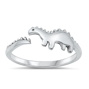 Sterling Silver Oxidized 6.7MM Dinosaur Ring