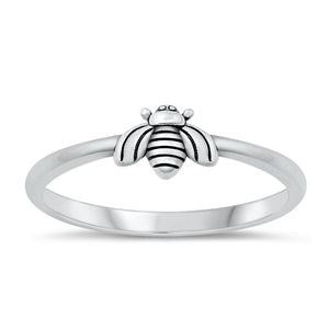 Sterling Silver Oxidized Bee Ring-5.4mm