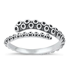 Sterling Silver Oxidized Octopus Tentacles Ring