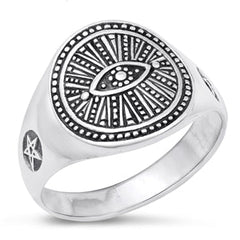 Sterling Silver Oxidized Eye and Star Ring