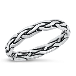 Sterling Silver Oxidized Braid Ring-3.5mm