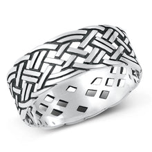 Load image into Gallery viewer, Sterling Silver Oxidized Braid Plain Ring Face Height-8.2mm