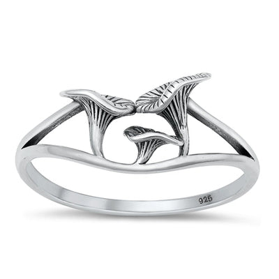 Sterling Silver Oxidized Mushrooms Plain Ring Face Height-9mm