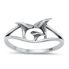 Sterling Silver Oxidized Mushrooms Plain Ring Face Height-9mm