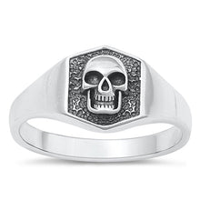 Load image into Gallery viewer, Sterling Silver Oxidized Skull Plain Ring Face Height-10.4mm