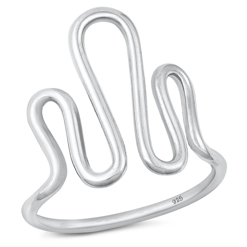 Sterling Silver Polished Wave Plain Ring Face Height-19.3mm