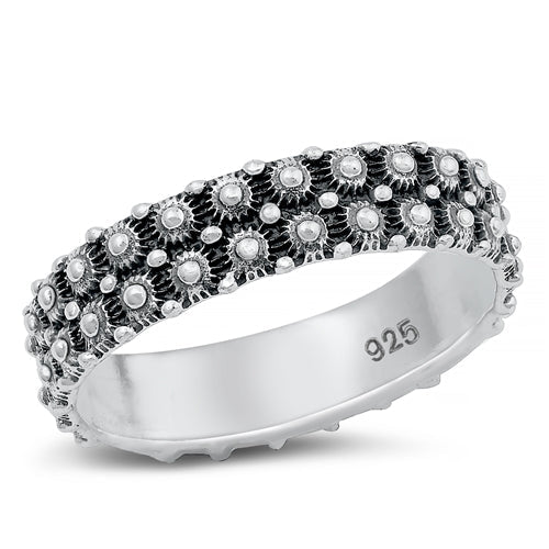 Sterling Silver Oxidized Plain Ring Face Height-5.8mm