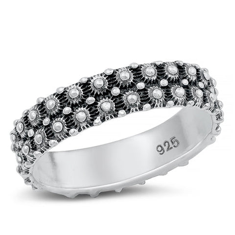 Sterling Silver Oxidized Plain Ring Face Height-5.8mm