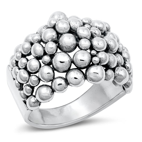 Sterling Silver Oxidized Bubbles Plain Ring Face Height-20.2mm