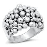 Sterling Silver Oxidized Bubbles Plain Ring Face Height-20.2mm