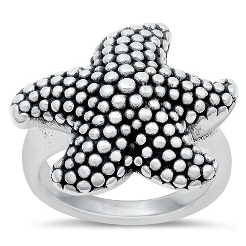 Sterling Silver Oxidized Starfish Electroform Plain Ring Face Height-22mm