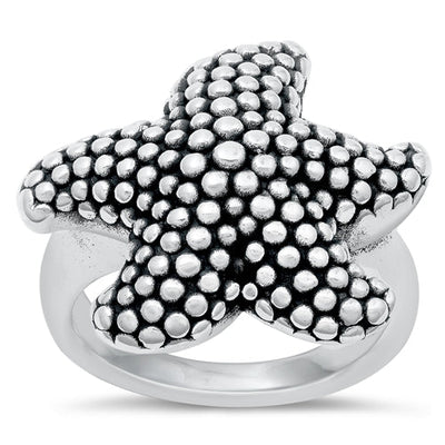 Sterling Silver Oxidized Starfish Electroform Plain Ring Face Height-22mm