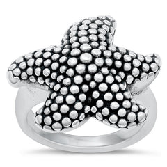 Sterling Silver Oxidized Starfish Electroform Plain Ring Face Height-22mm