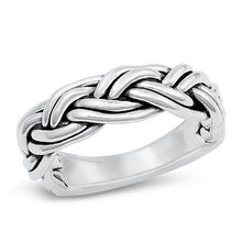 Load image into Gallery viewer, Sterling Silver Oxidized Braid Plain Ring Face Height-7.7mm