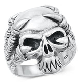 Sterling Silver Oxidized Skull And Claws Plain Ring Face Height-27.6mm