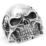 Sterling Silver Oxidized Skulls And Skeleton Plain Ring Face Height-26.4mm