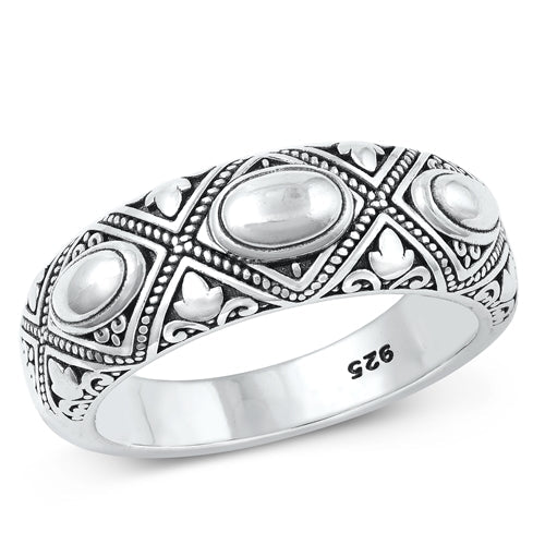 Sterling Silver Oxidized Plain Ring Face Height-7.7mm