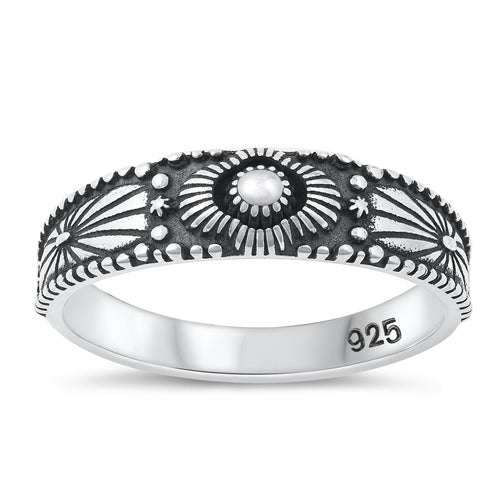 Sterling Silver Oxidized Plain Ring Face Height-5.5mm