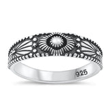 Sterling Silver Oxidized Plain Ring Face Height-5.5mm