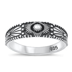 Sterling Silver Oxidized Plain Ring Face Height-5.5mm