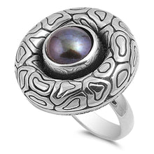 Load image into Gallery viewer, Sterling Silver Mabe Pearl Cubic Zirconia Stone RingAnd Face Height 23mmAnd Band Width 4mm