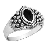 Sterling Silver With Black Onyx Cubic Zirconia Stone RingAnd Face Height 15mm